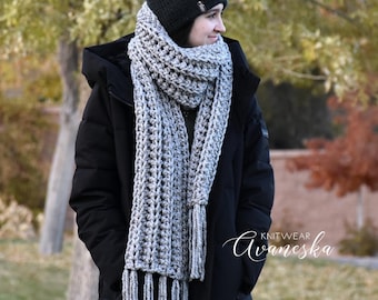Woolen Chunky Knit Oversized Classic Long Fringed Scarf | THE HUGH