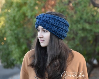 Woman's Chunky Knit Crochet Woolen Twist Headband Ear Warmer | SHERBROOKE