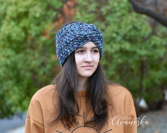 Knit Turban Headband Ear Warmer, Winter Woolen Headband, Twisted Turban Woman & Girls Knitted Headband | ETAH