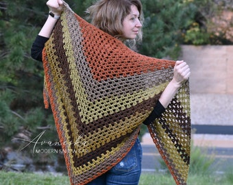 Crochet Oversized Fringed Granny Triangle Shawl | THE ANASAZI