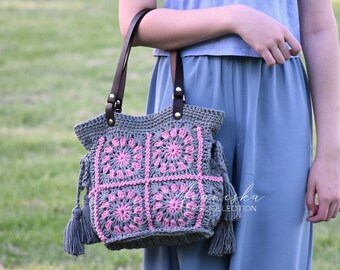 READY to SHIP Crochet Granny Squares Bag, Tote Bag, Handbag, Shoulder Bag, Summer Bag, Floral Bag, Boho, Retro, Vintage, Tassel Bag | CLARA