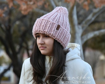 ALL SIZES Knit Fold Over Brim Winter Chunky Woolen Women's Girls Slouchy Beanie Hat | The KORI