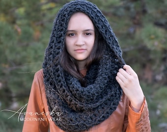 Wool Knit Crochet Chunky Oversized Cowl Snood Scarf | THE MOSCOW