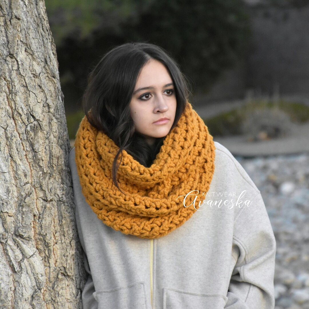 Wool Knit Crochet Chunky Large Infinity Scarf | THE VIENNA - Etsy