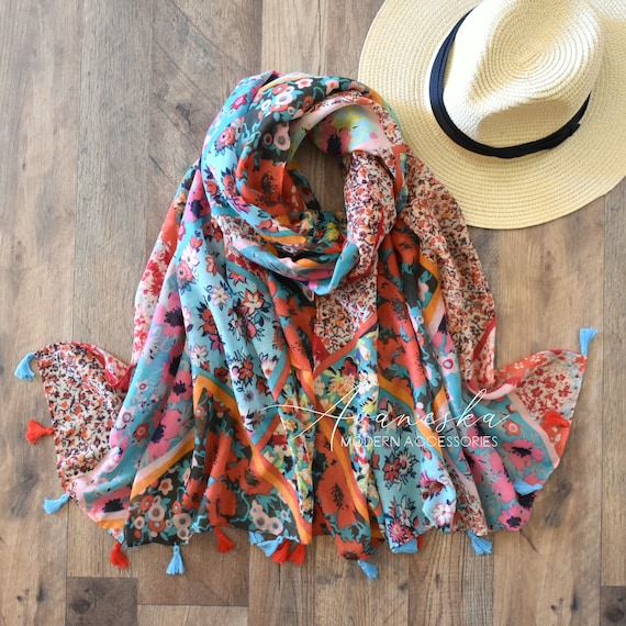 Floral summer scarf discount
