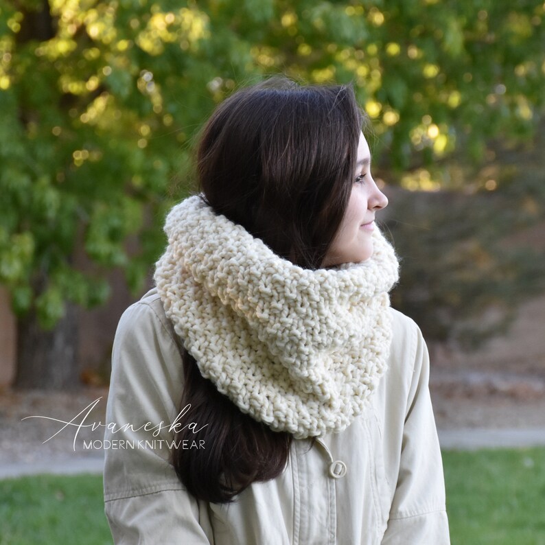 Knit Woolen Bulky Cowl Scarf in Fisherman color