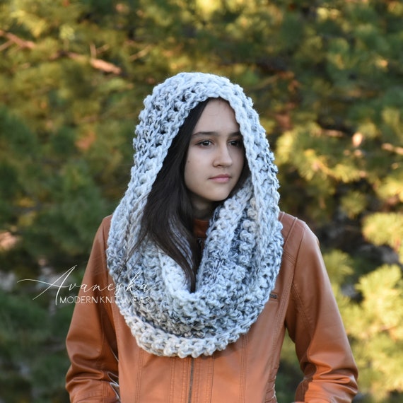 Wool Knit Crochet Chunky Oversized Cowl Snood Scarf | THE  display picture 3