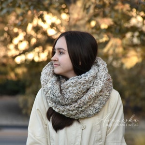 Women's Knit Crochet Winter Woolen Chunky Scarf, Bulky scarf, Snood Scarf, Hood Scarf, Infinity Scarf THE DUBLIN image 3