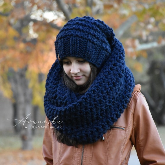 Grosse écharpe d'hiver surdimensionnée en tricot au crochet pour femmes,  écharpe volumineuse, écharpe tour de cou, écharpe à capuche LA HOUSTON -   France