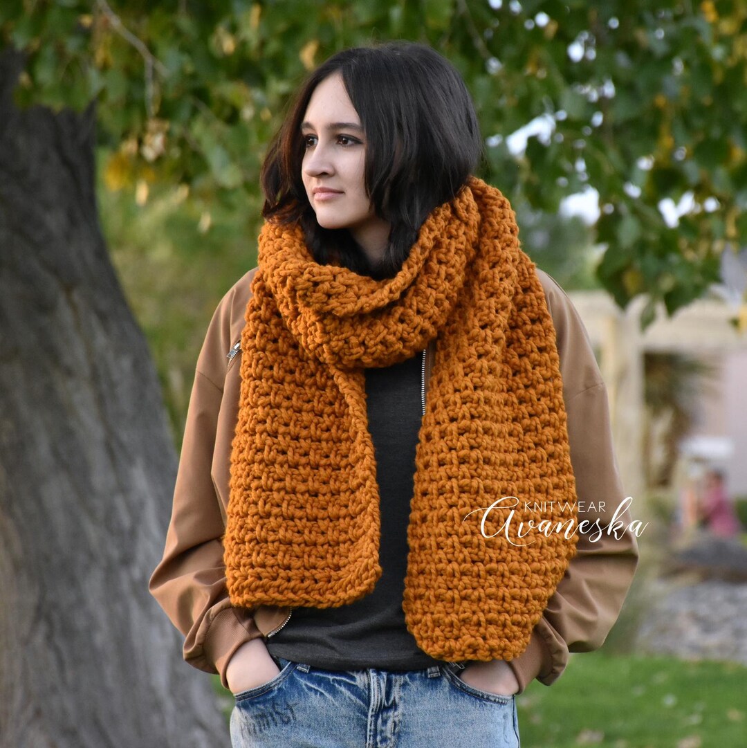 Woolen Chunky Knit Oversized Classic Long Scarf | THE BRISTOL - Etsy