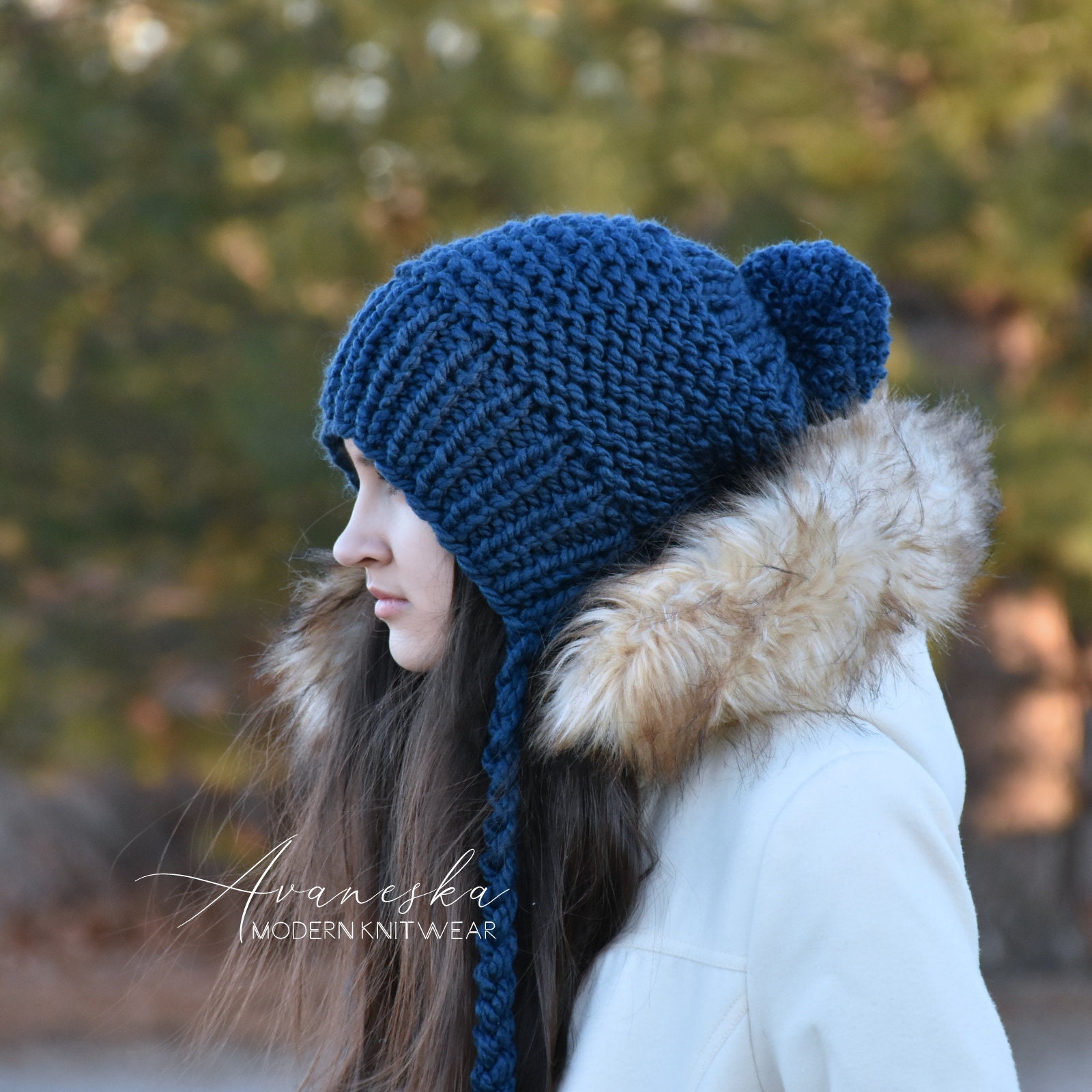 帽子 ollun ponpon knit hat Woolen Chunky Knit Slouchy Bonnet Style Pom Pom Hat | the