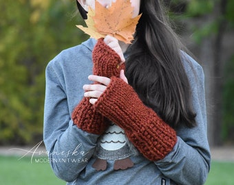 Women's Knitted Winter Woolen Fingerless Arm Warmers Gloves Mittens | The ROCKLANDS