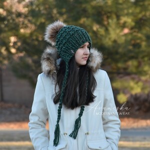 Knit Winter Woolen Pom Pom Ear Flap Chullo Bonnet Fitted Women's Girls Hat Beanie The VISCOUNTESS image 4
