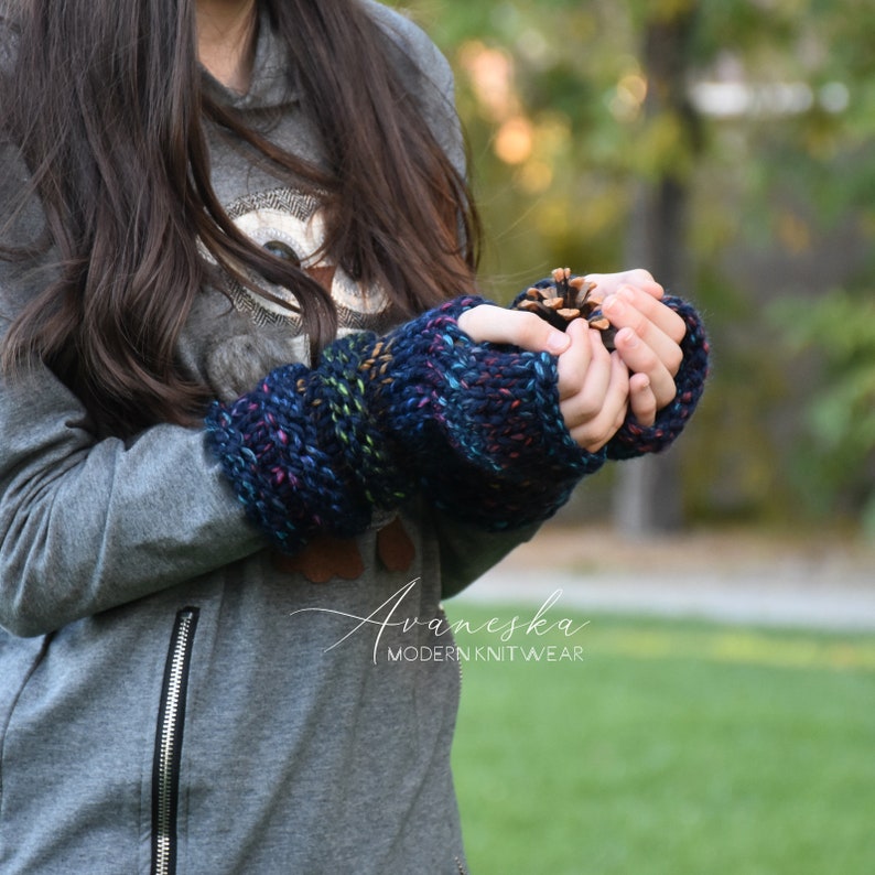 Chunky Knit Arm Warmer Fingerless Gloves Mittens Wrist Warmers Etsy
