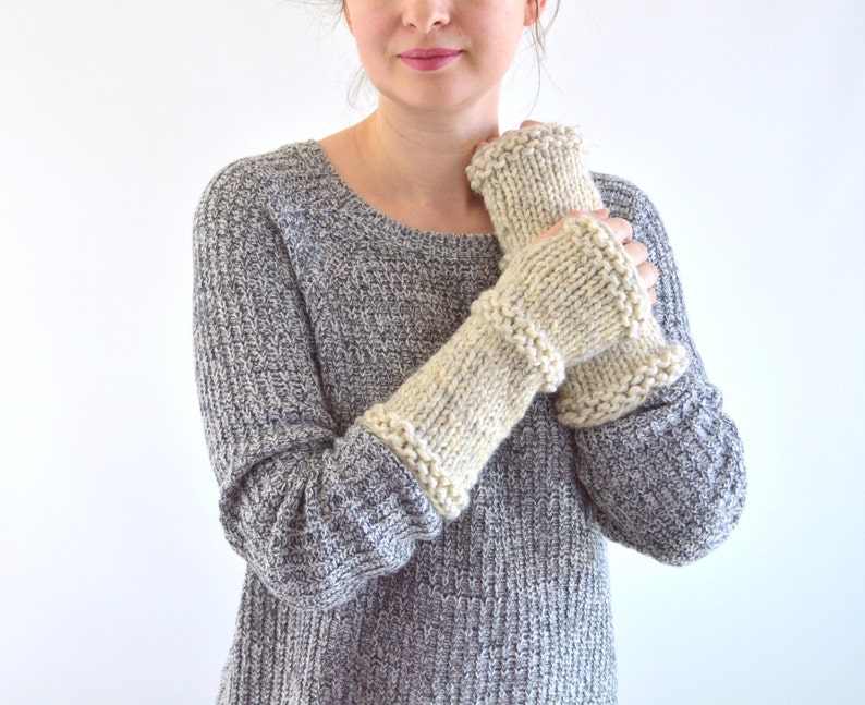 Knit Chunky Fingerless Arm Warmers Gloves The Princetons Etsy