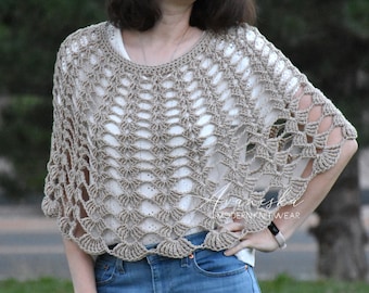 100% Cotton Crochet Round Wedding Bridal Cover Lacy Capelet Poncho  | THE VENTANA