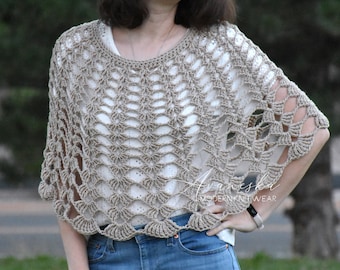 Women's Crochet Knit Round Lacy Capelet Poncho  | THE VENTANA