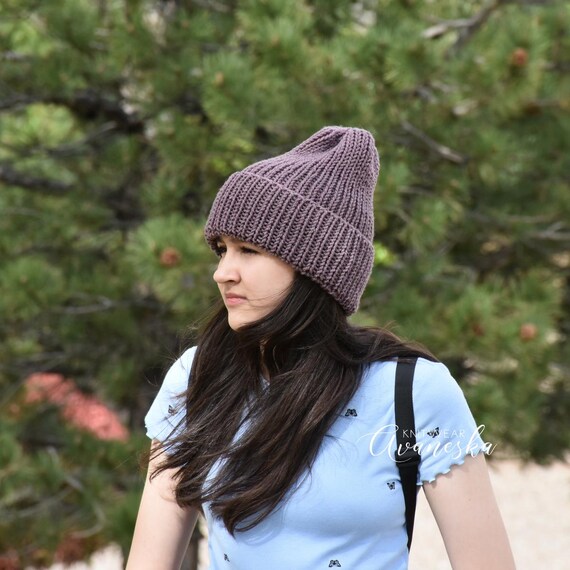 Slouchy Beanie With Brim Fold-over Brim Knit Slouchy Beanie Hat