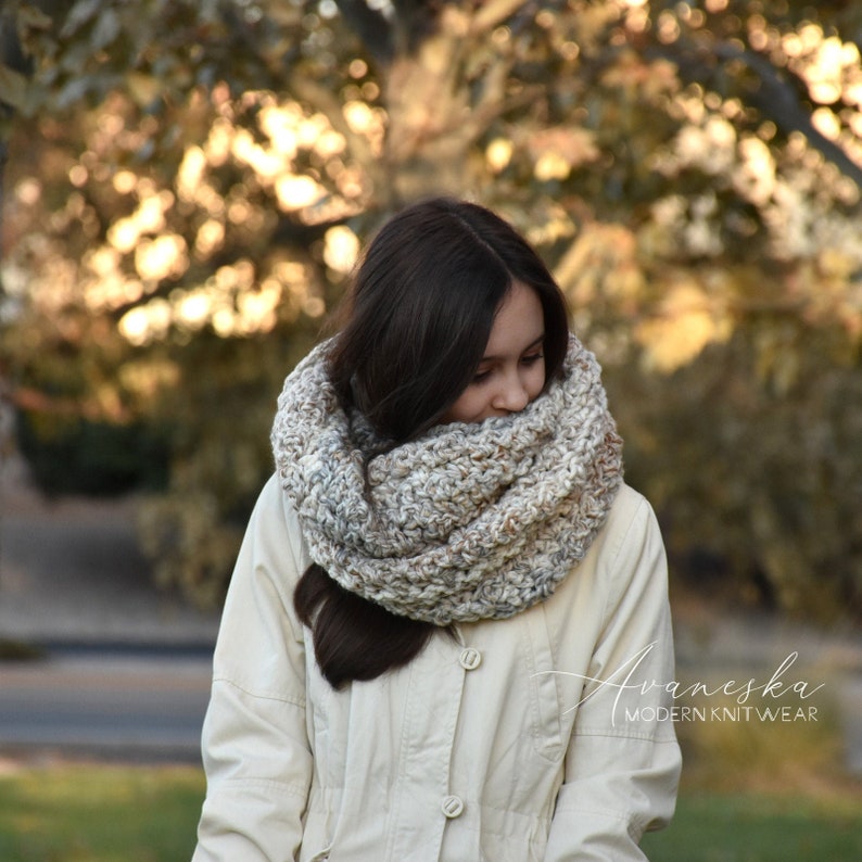 Women's Knit Crochet Winter Woolen Chunky Scarf, Bulky scarf, Snood Scarf, Hood Scarf, Infinity Scarf THE DUBLIN image 2