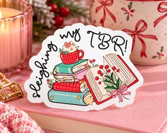 Christmas Bookish Sticker – Sleighin' My TBR Holiday Reading Vinyl Decal