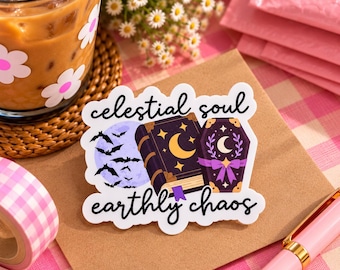 Celestial Soul Earthly Chaos Sticker – Witchy Bookish Vinyl Decal