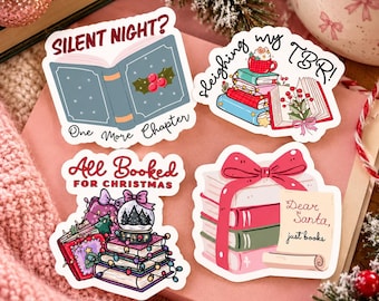 Christmas Bookish Sticker Bundle – 4 Cute Holiday Reading Stickers