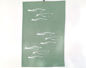 Hand printed teatowel, Linen