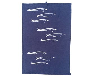 Hand printed teatowel, Linen