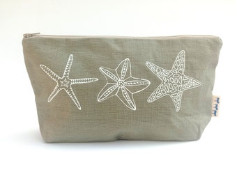 Hand printed cosmetic pouch