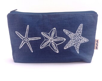 Hand printed cosmetic pouch