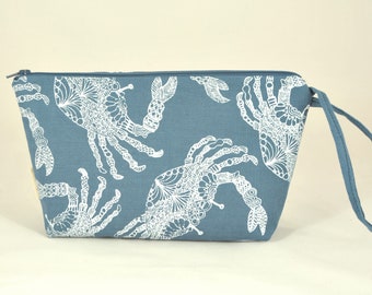 handprinted cosmetic pouch