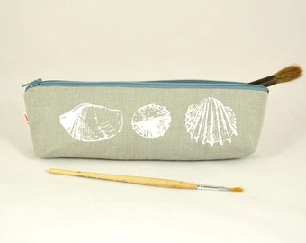 handprinted pencil case, linen