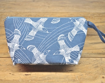 handprinted cosmetic pouch