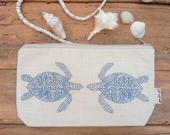 Hand printed cosmetic pouch