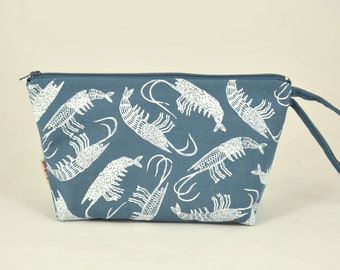 handprinted cosmetic pouch