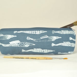 handprinted pencil case, linen