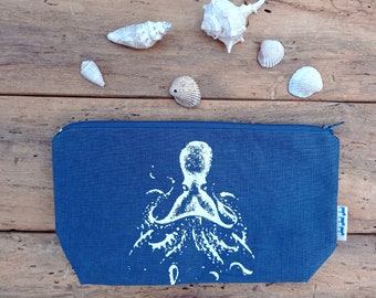 Hand printed cosmetic pouch