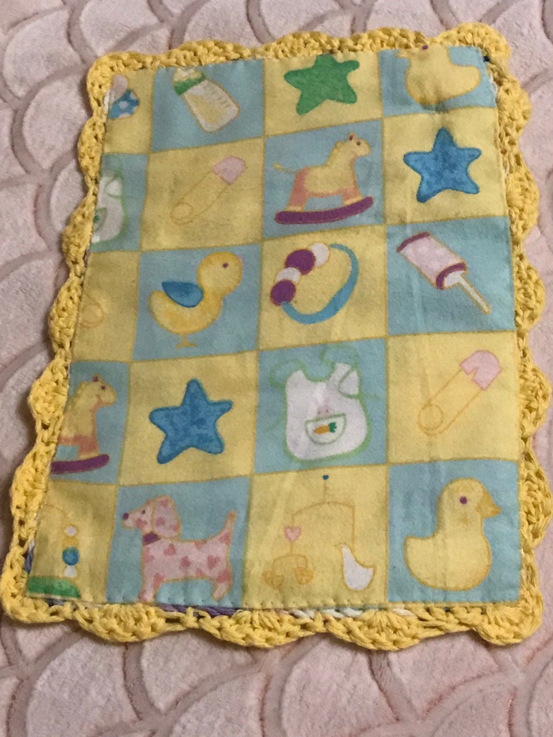 Crochet Burp cloth with bowl and spoon Etsy