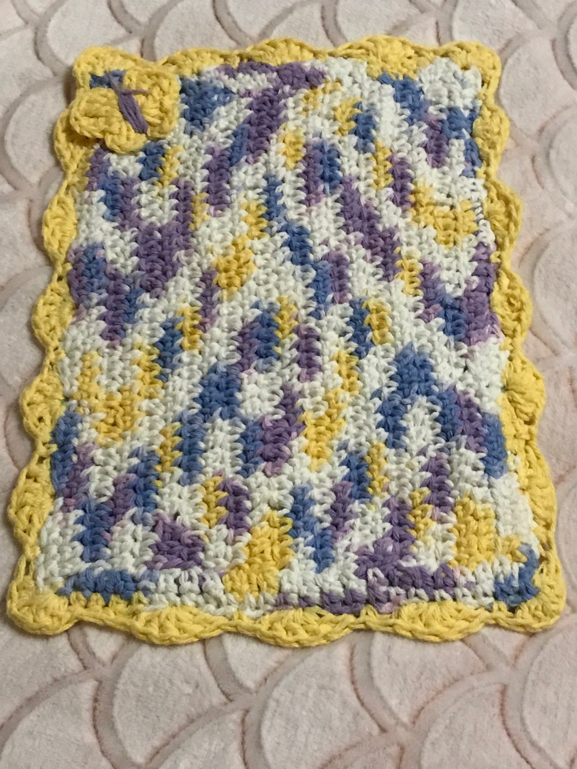 Crochet Burp cloth with bowl and spoon Etsy
