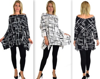 plaid trim cowl neck tunic sweatshirt dress