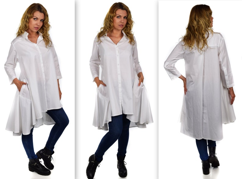white high low shirt plus size
