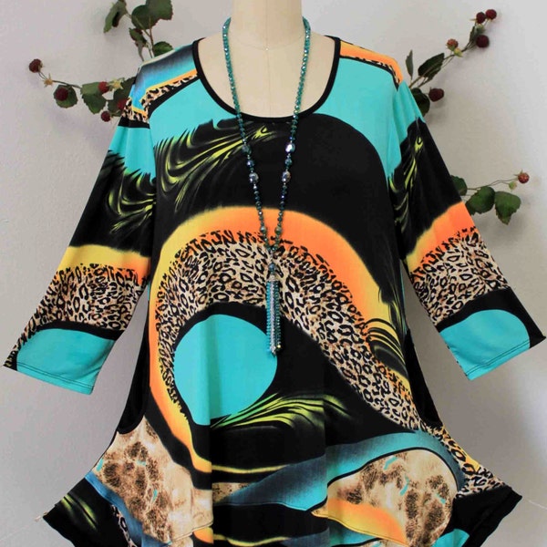 Dare2bstylish Abstarct Print Asymmetrical LagenLook Cute Travelers Tunic upto 3XL