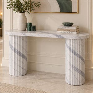 White Marble Console Table, Modern Entryway Table,  Stone Table, Luxury Hallway Furniture, Console Natural White Marble Console Table,