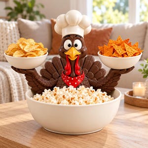 3D-geprinte snackhouder in de vorm van een kalkoen, serveerschaal voor Thanksgiving, snoepkom in de vorm van een kalkoen, tafeldecoratie voor de herfst, keukendecoratie