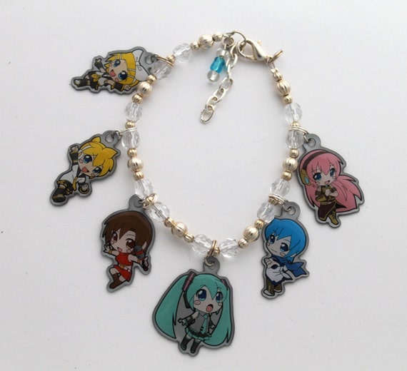 Items similar to Vocaloid Anime Charm Bracelet with Luka, Kaito, Meiko, Miku, Rin and Len on Etsy