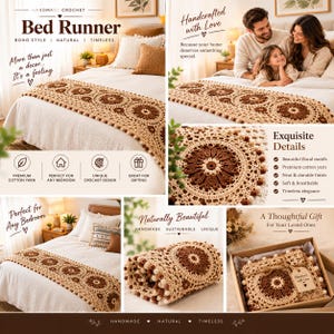 Floral Crochet Bed Runner Pattern, Crochet Bed Decor, Flower Cushion Pattern, Crochet Bedroom Decor, Digital PDF Pattern, Instant Download