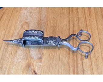 Antique John Gilbert Candle Snuffer Wick Trimmer Scissors Silver Close Plated PS