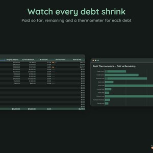 Debt Snowball Spreadsheet, Biweekly Debt Payoff Tracker, Google Sheets Budget Planner, Light & Dark Mode image 10
