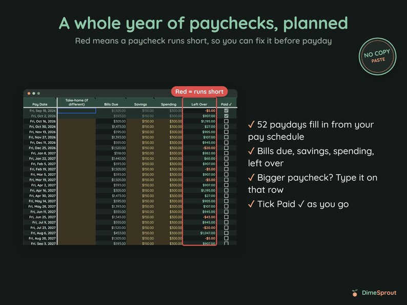 Paycheck Budget Planner Google Sheets, Enter Bills Once, Biweekly Budget by Paycheck, Payday Calendar image 5