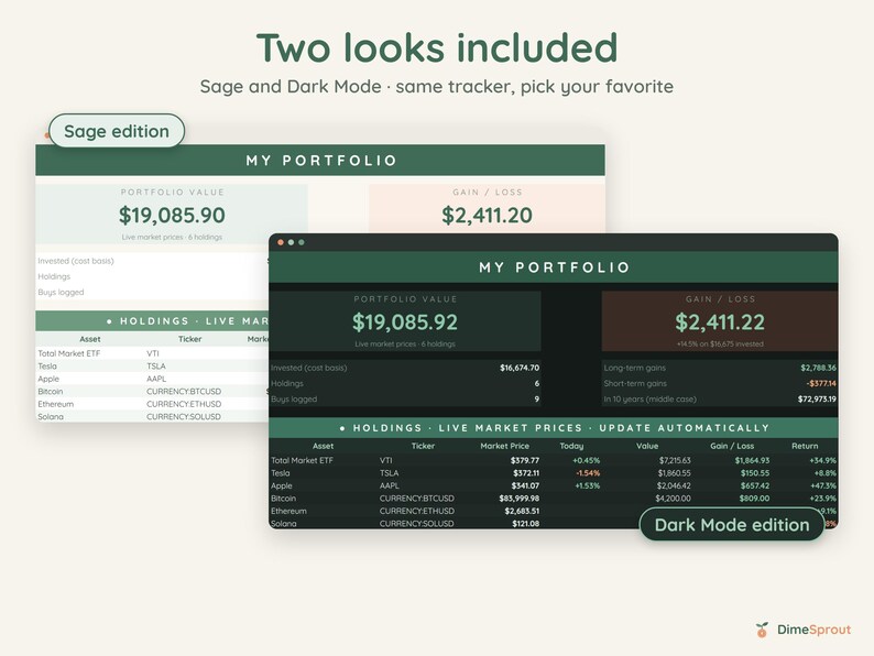 Investment Portfolio Tracker, Live Stock and Crypto Prices Update Automatically, Gain Loss, Google Sheets image 4